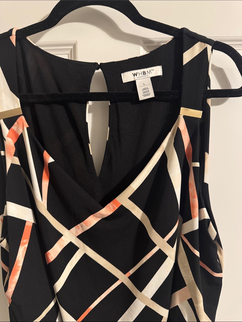 White House Black Market Black One-Shoulder Geometric Print Dress